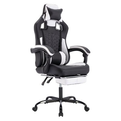 Ergonomic Gaming Chair with Massage and Footrest,High Back Adjustable PU Leather Reclining Swivel Chair-The Pop Home