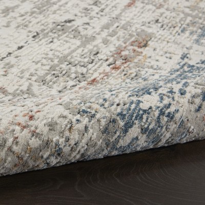 Gray and Multicolor Round Synthetic Area Rug, 7'10"