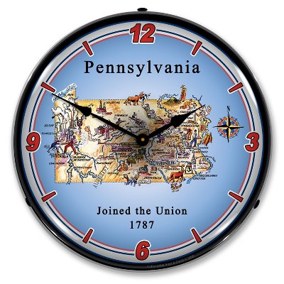 Collectable Sign & Clock | State of Pennsylvania LED Wall Clock Retro/Vintage, Lighted