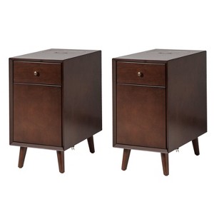 Zebul End Table with Storage and Built-In Outlets Set of 2|HULALA HOME - 1 of 4