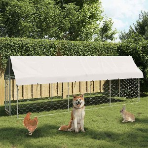 Dog Kennel Silver Galvanized steel, 100% polyethylene Large vidaXL - 1 of 4