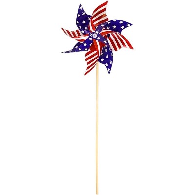 4E's Novelty Patriotic Pinwheels 12 Pack Pinwheels Bulk, 4th of July Decor, Memorial Day Decor, Patriotic Outdoor Decor