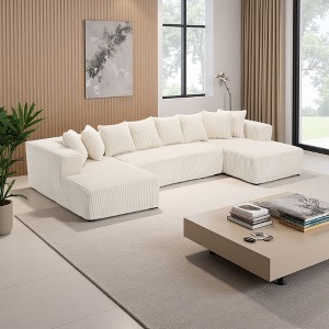 133" U-Shaped Modular Sectional Sofa, 4-Seater with 2 Chaise Lounges & 8 Pillows - 1 of 4