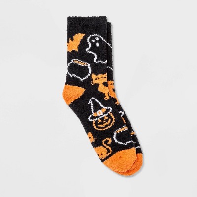 Women's Cozy Halloween Crew Socks - Hyde & EEK! Boutique™ Black 4-10