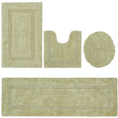 Lux Premium 100% Cotton Tufted Solid Reversible 4 Piece Bath Rug Set – Ultra-Soft, Water-Absorbent, Durable, Machine Washable Bathroom Rug