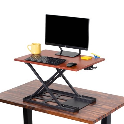 X-Elite Pro 28” Standing Desk Converter with Pneumatic Height-Adjustment – Cherry – Stand Steady