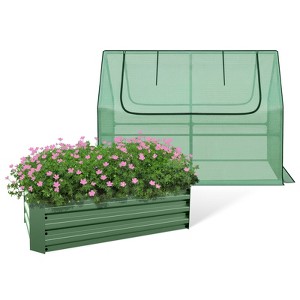 Aoodor Raised Garden Bed Kit,  Galvanized Planter Box with PE Cover, Screen Windows for Gardening - 1 of 4
