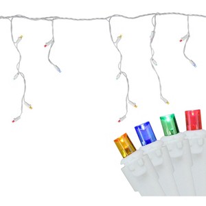 Northlight LED Wide Angle Icicle Christmas Lights - Multi-color - 5.5' White Wire - 100ct - 1 of 4