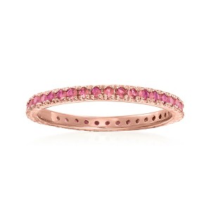 Ross-Simons 0.40 ct. t.w. Pink Sapphire Eternity Band in 18kt Gold Over Sterling - 1 of 4
