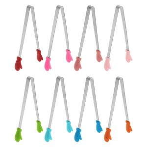 Unique Bargains Stainless Steel with Silicone Tips Food Tongs 8 Pcs - 1 of 4