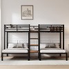 Metal Twin over Twin & Twin Bunk Bed, Triple Bunk Bed with Storage Shelves Staircase - ModernLuxe - 3 of 4