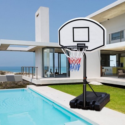Poolside Basketball Hoop, 3.1FT-4.7FT Height Adjustable Basketball Hoop With 35" Backboard, Portable Swimming Pool Basketball Goal System
