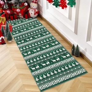 Fulvari Christmas Rug Washable Rugs,Christmas Tree Rug Non-Slip Low Pile Indoor Holiday Decor Carpet for Living Room Bedroom Dining Room - 1 of 4