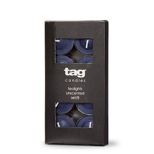 TAG Color Studio Tealight Candles Set Of 8 Navy Smokeless Paraffin Wax, Burn Time 3 Hrs - 1 of 2