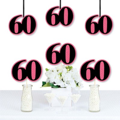 Big Dot of Happiness Chic 60th Birthday - Pink, Black and Gold - Decorations DIY Party Essentials - Set of 20
