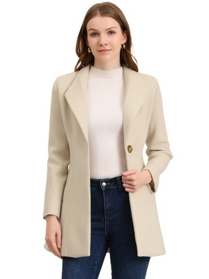 INSPIRE CHIC Women's Turn Down Collar Buttoned Business Casual Mid-Long Winter Coat