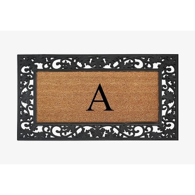 A1HC Natural Coir Monogrammed 23"X38", Anti‑Shed Treated Durable Doormat for Outdoor Entrance