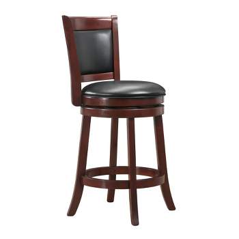 24" Piacenza Swivel Faux Leather Counter Height Barstool Black - Inspire Q