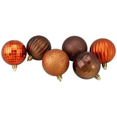 Northlight 100ct Shatterproof 3-Finish Christmas Ball Ornament Set 2.5" - Brown/Orange