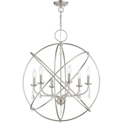 Aria Brushed Nickel 6-Light Crystal Globe Chandelier