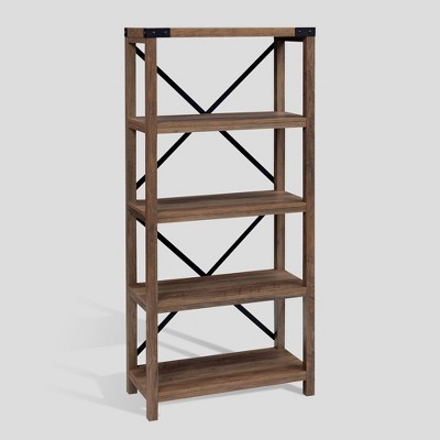 64" Sophie Industrial X Frame Bookshelf - Saracina Home