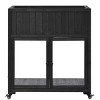 37''H Fir Wood Farmhouse Rustic Outdoor Potting Bench,Mini Cold Frame With 2 Doors And Wheels,Raised Bed With Liner And Drainage Holes -Maison Boucle - 2 of 4