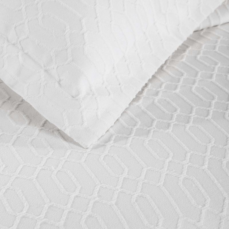 Modern Cotton Blend Jacquard Geometric Fringe Bedspread Set by Blue Nile Mills, 3 of 7