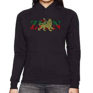 LA Pop Art Women's Word Art Hooded Sweatshirt -Zion - One Love - 1 of 4
