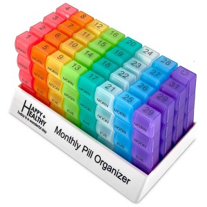 MEDca Monthly Pill Box Organizer – 4 Times Daily (Morning, Noon, Evening, Night) with 32 Compartments for Medication, Vitamins & Travel - 1 of 4