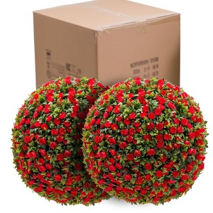 Artificial Topiary Balls Set of 2, Flower Topiary Balls Decorative Balls for Outdoor and Indoor, Wedding Decoration - 1 of 4