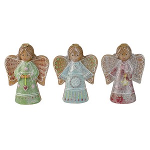 Northlight Glitter Dusted Gingerbread Christmas Angels - 6" - Set of 3 - 1 of 4