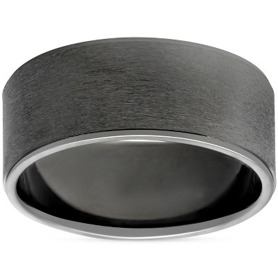 Pompeii3 Mens 14K Black Gold Brushed 8mm Comfort Fit Wedding Band