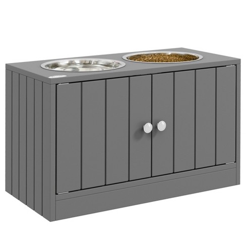 Modern Short Metal Elevated Dog Bowl With Natural Wood Top - Black - Boots  & Barkley™ : Target