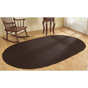 Alpine Collection Burgundy Stripe 100% Polypropylene Durable & Stain Resistant Double Sided Reversible Indoor Area Utility Oval Rug - 1 of 4