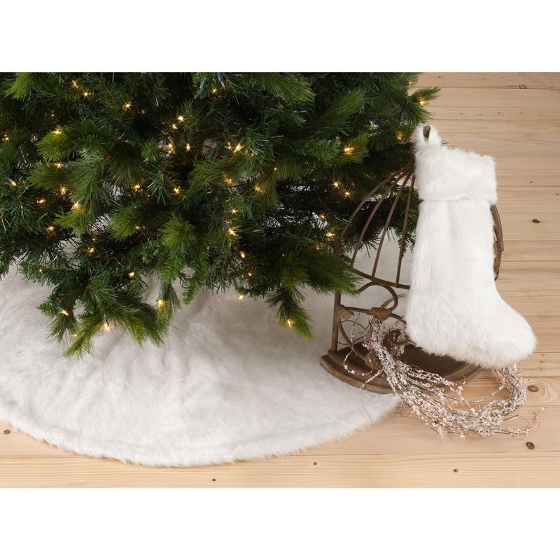 Saro Lifestyle Solid Faux Fur Design Christmas Tree Skirt, 4 of 5