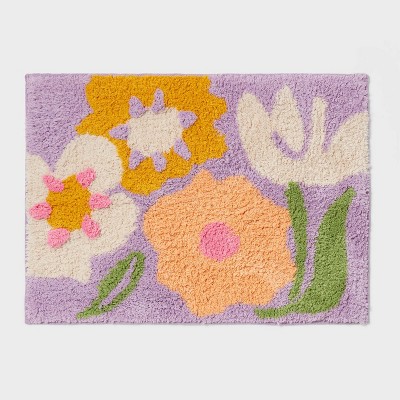 17"x24" Easter Floral Bath Rug Purple - Threshold™