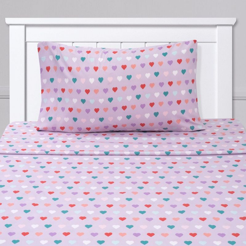 Hearts Microfiber Kids' Sheet Set By Sweet Home Collection™, 1 of 7