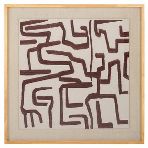 Tari - 30" X 30" - Ivory/Chocolate Brown - Polyester/Linen/Wood/MDF/Glass - Framed Textile Wall Art - WLA1907 - Safavieh - 1 of 4