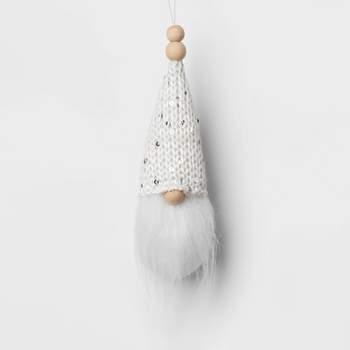 Fabric Gnome Wearing Knit Hat Christmas Tree Ornament White - Wondershop™