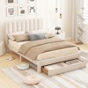 Safstar Queen Size Bed Frame w/Storage Drawer & Vertical Channel Headboard,Beige - 3 of 4