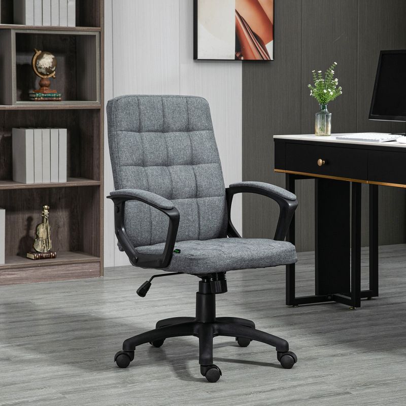 Vinsetto Mid Back Office Chair with Adjustable Height, Wheels, Arms, Comfy Computer Chair, 3 of 7