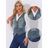INSPIRE CHIC Women's Denim Sleeveless Collarless Washed Distressed Jean Vest - 2 of 4