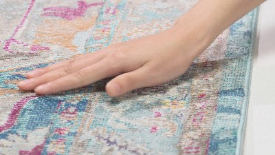 Reversible Rectangular Easy Care Synthetic Area Rug, Blue, 10' x 14'