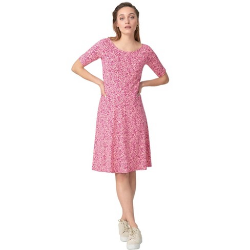 Ellos Women s Plus Size Short Sleeve Fit Flare Knit Dress Target