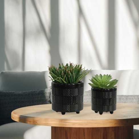 Maggift Planters Textured Planters with Outdoor and Indoor, Decorative Plant Pots for Living Room, Garden, Balcony, Home Decor, Black 12"*12"*12" - image 1 of 4