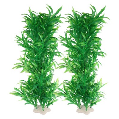 Unique Bargains Aquarium Decorations Fish Tank Artificial Plants Green 12.20" 2 Pcs