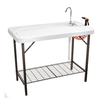 Seek SKFT-48S Deluxe Outdoor Fish and Game Cleaning Table with Quick  Connect Faucet, Storage, and Mesh Shelving for Fishing, Hunting, and Camping
