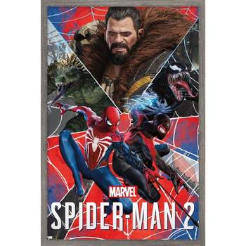 Trends International Marvel's Spider-Man 2 - Group Framed Wall Poster Prints Mahogany Framed Version 22.375 x 34