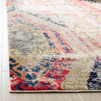 Monaco Light Grey and Multicolor Square Bohemian Area Rug