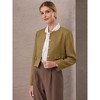 INSPIRE CHIC Women Tweed Collarless Button Down Cropped Long Sleeve Office Work Jacket Blazer - 3 of 4